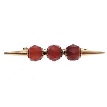 Vintage gouden broche met carneool, Gebruikt, Ophalen of Verzenden, Met edelsteen, Goud
