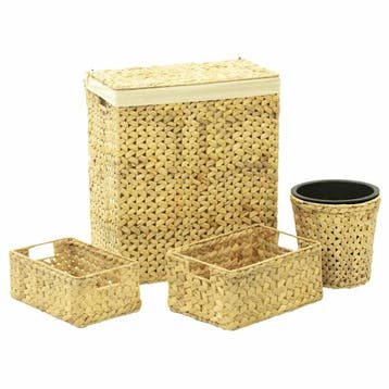 vidaXL 4-delige Badkamerset waterhyacint, Verzenden, Nieuw, Beige