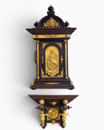 Kabinet - Walnoot - wandkast die aan de muur hangt met