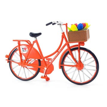 Miniatuurfiets met tulpjes oranje Amsterdam 13,5 x 8 cm, Ophalen of Verzenden, Nieuw
