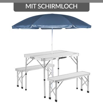 Campingtafel 3-delig Wit Aluminium Inklapbaar (Recreatie), Verzenden, Nieuw