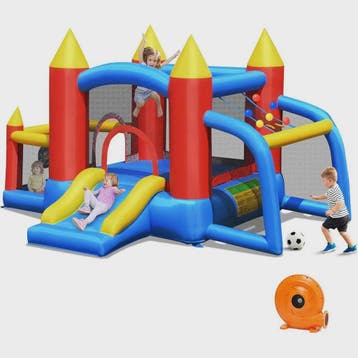 Opblaasbaar Springkasteel met Glijbaan, Voetbalgoal & Pijltj, Verzenden, Nieuw