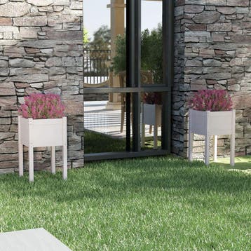 vidaXL Plantenbakken 2 st 40x40x70 cm massief grenenhout wit, Tuin en Terras, Verzenden, Minder dan 60 cm, Nieuw, 60 cm of meer