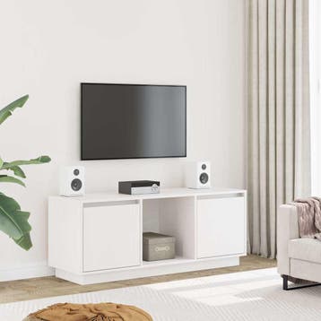 vidaXL Tv-meubel 110,5x35x44 cm massief grenenhout wit, Minder dan 50 cm, Verzenden, Nieuw, Minder dan 100 cm