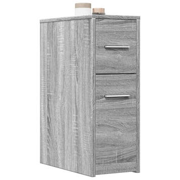 vidaXL Badkamerkast smal met wielen bewerkt hout grijs, Verzenden, Nieuw