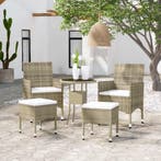 vidaXL 5-delige Loungeset poly rattan beige, Verzenden, Nieuw, Rotan, Loungeset