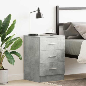 vidaXL Nachtkastje 38x35x56 cm bewerkt hout betongrijs, Minder dan 45 cm, Verzenden, Nieuw, 55 tot 70 cm