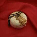 Gouden Mangalsutra ketting met onyx, Gebruikt, Overige kleuren, Ophalen of Verzenden, Met edelsteen