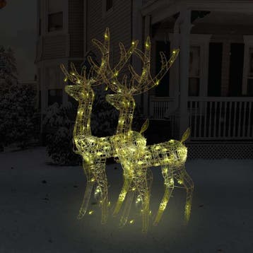 vidaXL Kerstversieringen rendier 2 st 128 cm acryl warmwit, Diversen, Kerst, Verzenden, Nieuw