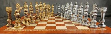 Italfama - Schaakspel - Renacimiento - brons, leer, hout
