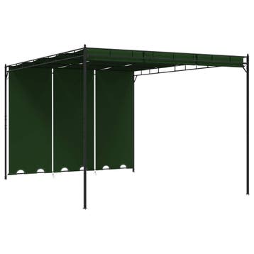 vidaXL Paviljoen 4 x 3 x 2,3 m Groen Polyester en staal, Tuin en Terras, Verzenden, Nieuw