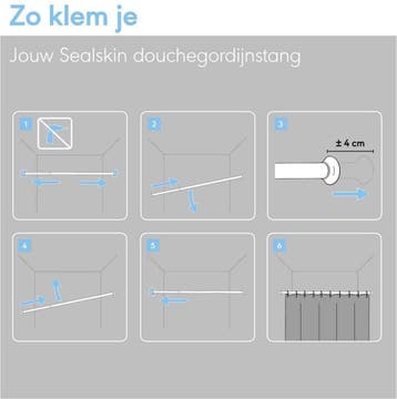 Sealskin Seallux Douchegordijnstang - 80-130 cm - Zwart, Huis en Inrichting, Badkamer | Badtextiel en Accessoires, Ophalen of Verzenden