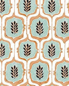Linnen Katoen Natuurprint Blauw, Nieuw, Blauw