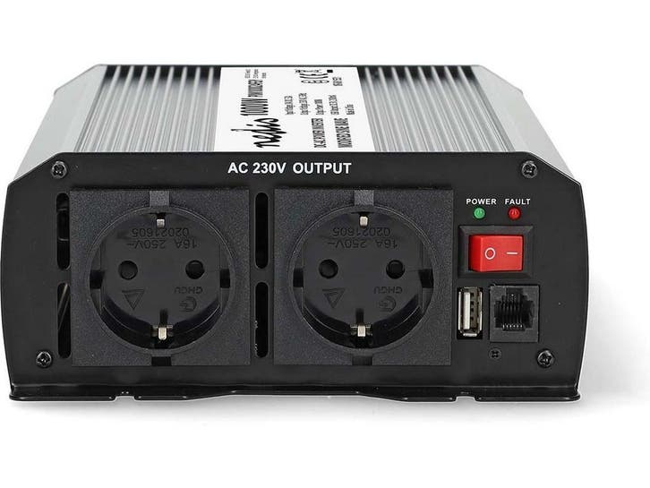 Nedis Omvormer 1000W - Spanningsomvormer 24V naar 230V - 2x, Watersport en Boten, Bootonderdelen, Zo goed als nieuw, Verzenden