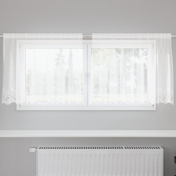 vidaXL Kantgordijn Wit 100 x 200 cm Polyester, Huis en Inrichting, Stoffering | Gordijnen en Lamellen, Wit, Nieuw, Verzenden