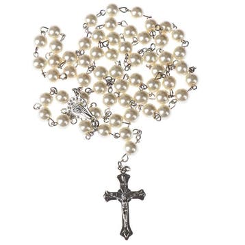 Fako Bijoux - Rozenkrans Ketting - Kruis Klein - Parelmoer -, Verzenden, Nieuw