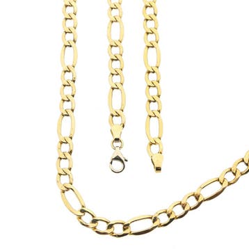 Bicolor gouden Figaro schakelketting, Ophalen of Verzenden, Gebruikt, Goud, Goud