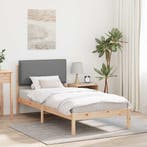 vidaXL Bedframe met Gevoerd Hoofdgedeelte Lichtgrijs 90 x, Huis en Inrichting, Slaapkamer | Bedden, Verzenden, Nieuw, Hout