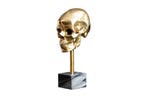 Elegant sculptuur SKULL 35cm gouden schedel met marmeren, Ophalen of Verzenden, Nieuw