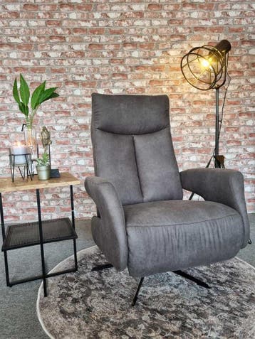 Relaxfauteuil Borculo handbediend microvezelstof antraciet, Huis en Inrichting, Fauteuils, Verzenden, 75 tot 100 cm, Zo goed als nieuw