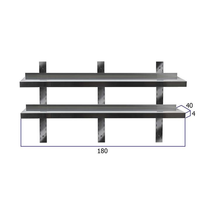 HCB Dubbel wandschap - 180 x 40 cm - RVS, Zakelijke goederen, Horeca | Keukenapparatuur, Nieuw in verpakking, Overige typen, Verzenden