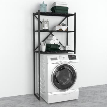 [en.casa] Ombouwkast Askersund 160x66x34 cm zwart en marmer, Huis en Inrichting, Verzenden, Nieuw