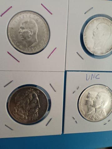 Griekenland. Lot of 4 coins, various Drachmai denominations