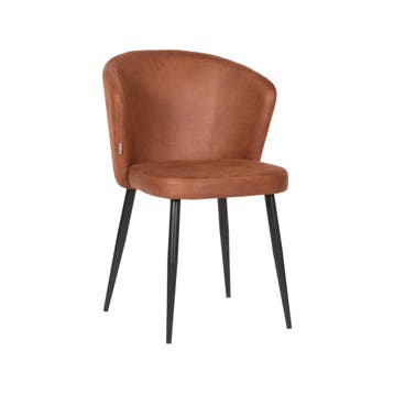 Stoel Wave | Cognac | Microvezel | Zwart Metalen Frame | 2, Verzenden, Nieuw in verpakking