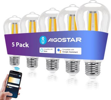 E27 LED lamp - Dimbaar - Filament lamp - 6W - 5 stuks - Aigo, Verzenden, Zo goed als nieuw
