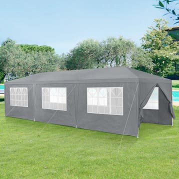 Paviljoen partytent met 8 zijwanden 9x3x2,55 m donkergrijs, Tuin en Terras, Verzenden, Nieuw