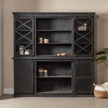 Buffetkast Mangohout Milan 160 Met Dubbele Deurtjes X Zwart, Huis en Inrichting, Kasten | Buffetkasten, Verzenden, Nieuw, Overige houtsoorten