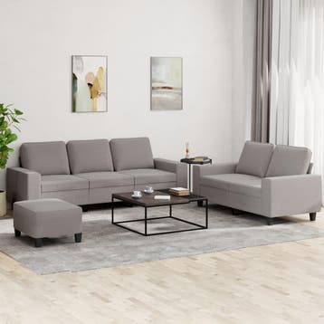 vidaXL 3-delige Loungeset stof taupe, Huis en Inrichting, Banken | Bankstellen, Verzenden, Nieuw, Vierpersoons of meer, Stof