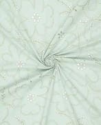 Broderie Katoen Gaten & Bloemen Licht Groen, Nieuw, Groen