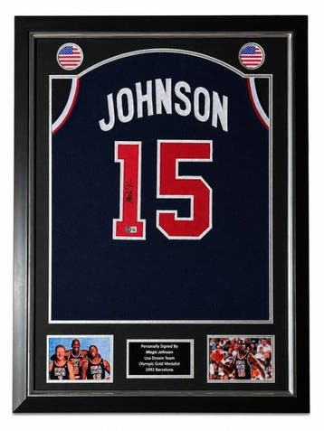 Team USA - NBA - Magic Johnson Singed - Premium Frame - NBA, Nieuw