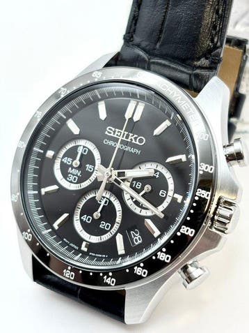 Seiko - Chronograph Black Dial 100m Date Tachymeter - Zonder