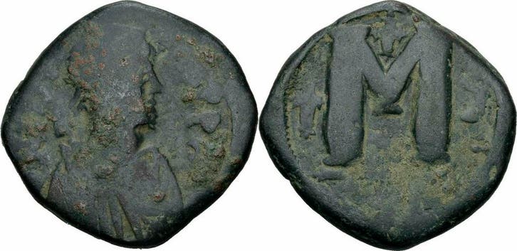 Byzanz Justinus I Follis Constantinopolis 518-522 Kreuz H..., Postzegels en Munten, Munten | Europa | Niet-Euromunten, Verzenden