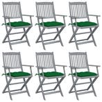 vidaXL Tuinstoelen 6 st inklapbaar met kussens massief, Verzenden, Nieuw, Hout
