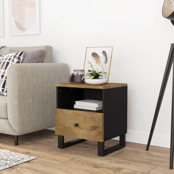vidaXL Nachtkastje massief mangohout en bewerkt hout, Huis en Inrichting, Slaapkamer | Nachtkastjes, Minder dan 45 cm, Verzenden