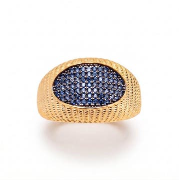 Zonder minimumprijs - Ring 18k goudverguld, Zilver Saffier -, Sieraden, Tassen en Uiterlijk, Ringen, Nieuw