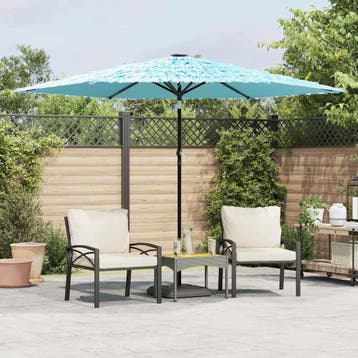 vidaXL Parasol met stalen paal 288x288x225 cm blauw, Tuin en Terras, Verzenden, Nieuw, 2 tot 3 meter