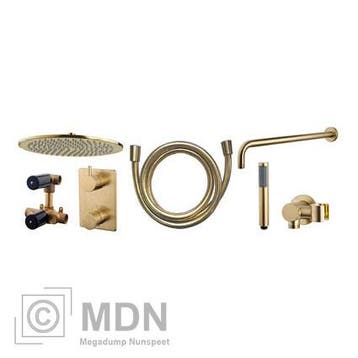 Inbouw regendouche set rond type 404 geborsteld messing (30c, Verzenden, Nieuw