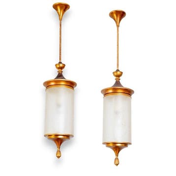 Plafondlamp (2) - cilindrische lantaarn - Legering, Glas,, Nieuw