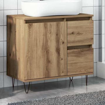 vidaXL Badkamerkast 65x33x60 cm bewerkt hout artisanaal, Huis en Inrichting, Badkamer | Badkamermeubels, Verzenden, Nieuw, (Half)hoge kast