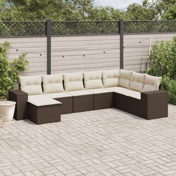 vidaXL 8-delige Loungeset met kussens poly rattan bruin, Verzenden, Nieuw, Loungeset