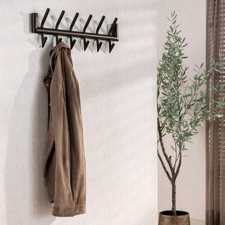 *WOONWINKEL* Dubbele Wandkapstok 6 Haaks Bruin, Huis en Inrichting, Woonaccessoires | Kapstokken, Nieuw, Verzenden