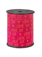 5m Sierlint roze met oranje Lieve Juf - krullint - cadeau..., Ophalen of Verzenden, Nieuw