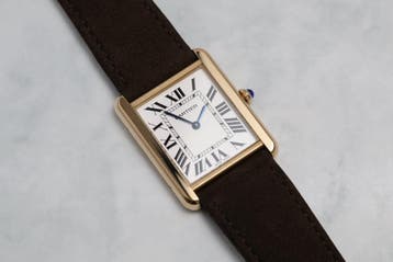 Cartier Tank Solo Large 2742 Goud 2007, Overige merken, Leer, Polshorloge, Ophalen of Verzenden