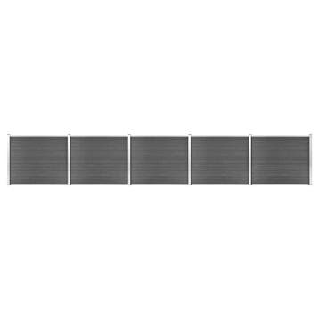 vidaXL Schuttingpanelenset 872x146 cm HKC zwart, Tuin en Terras, Verzenden, Nieuw, Kunststof, 1 tot 2 meter