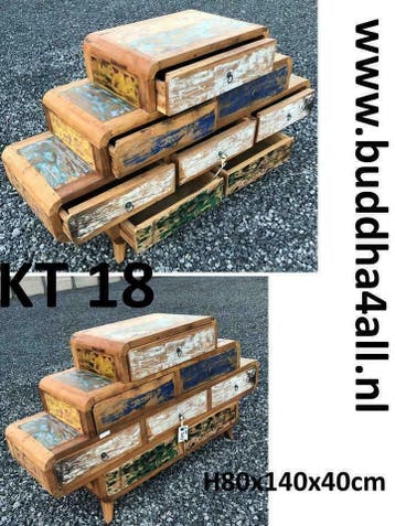 NU KORTING op gerecycled hout meubels! Tv-meubel, dressoir, Ophalen of Verzenden, Nieuw, Ibiza, boho, vintage, Bali, gerecycled, kleurrijk