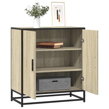 vidaXL Dressoir 68x35x76 cm bewerkt hout en metaal sonoma, Verzenden, Nieuw, Overige houtsoorten